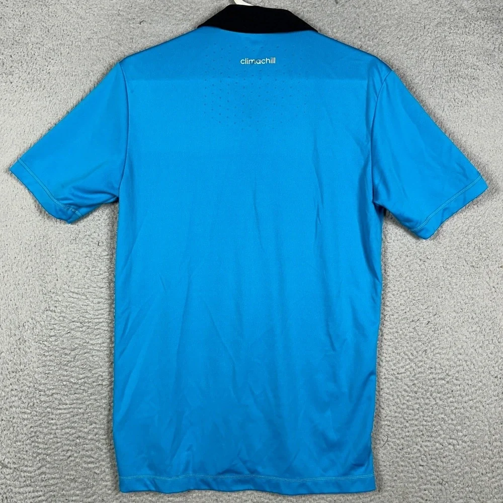 Adidas Polo Shirt Mens Small Blue Climachill Golf Colorblock Performance Rugby